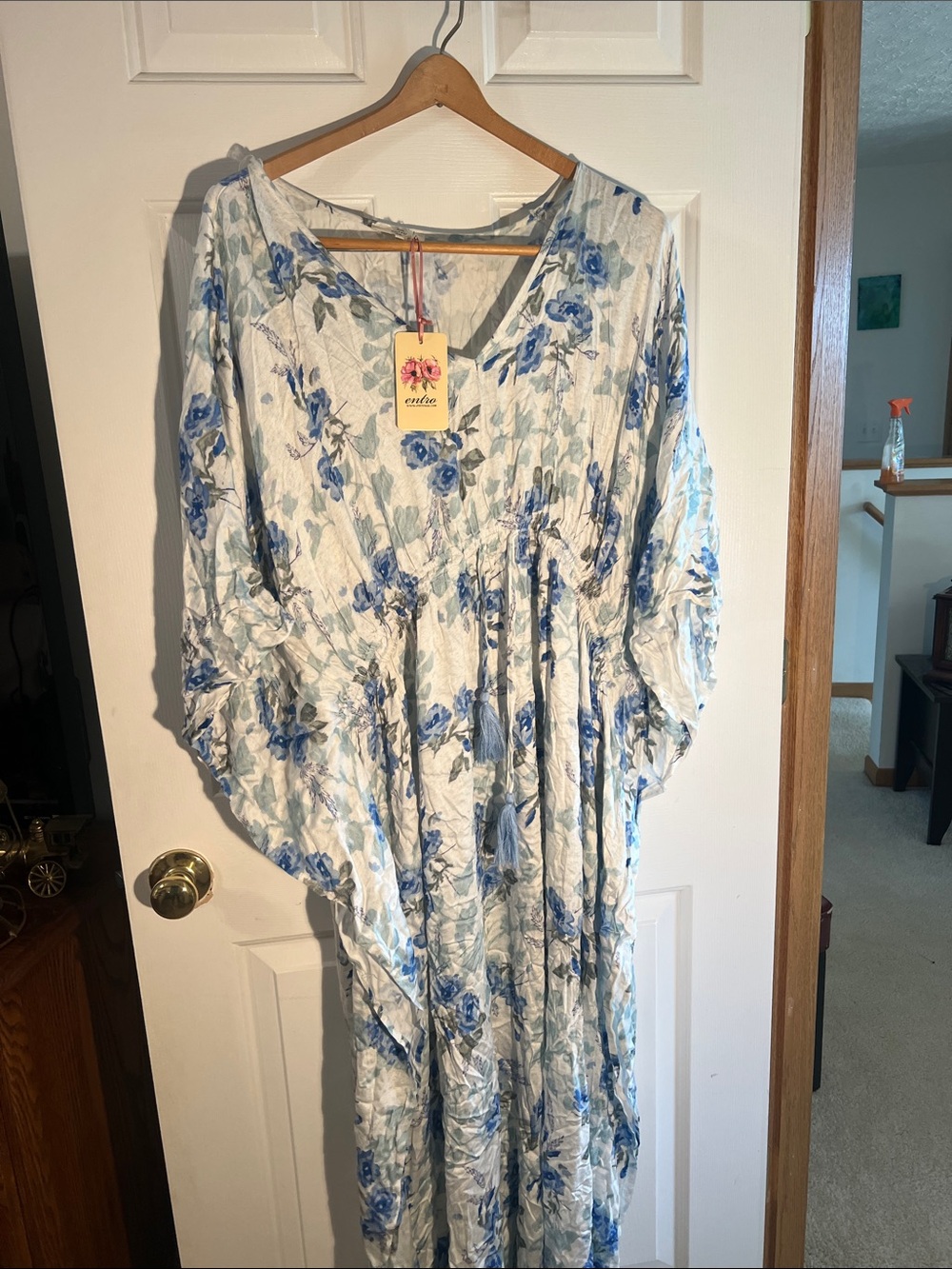 entro Blue Floral Asymmetrical Women’s Dress